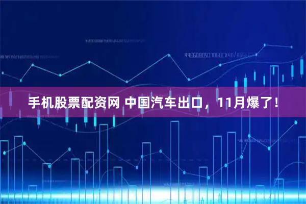 手机股票配资网 中国汽车出口，11月爆了！